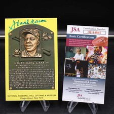 Hank Aaron Signed Hall Of Fame Plaque Postcard Autograph JSA COA ZJ19239
