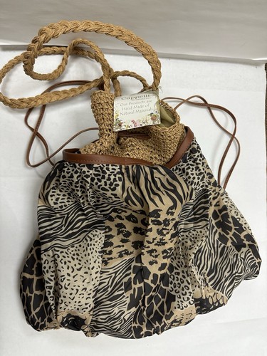 boho shoulder bag tote Cappelli Straworld Inc Animal Print Crossbody 14x14 - Picture 4 of 15