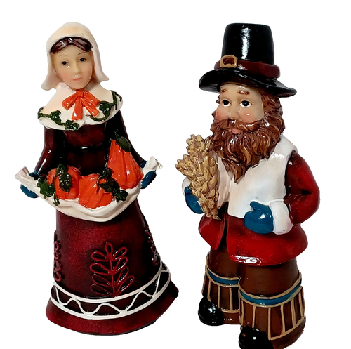 Pilgrim Figures Man and Woman with Pumpkins, Wheat K's Collection - Picture 6 of 6
