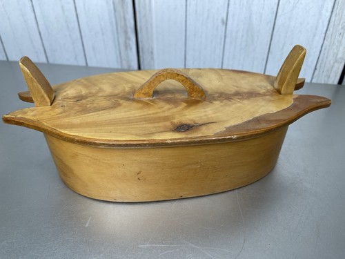 Vintage Norwegian Tine Box Wood Folk Art Scandinavian Large - Picture 5 of 10