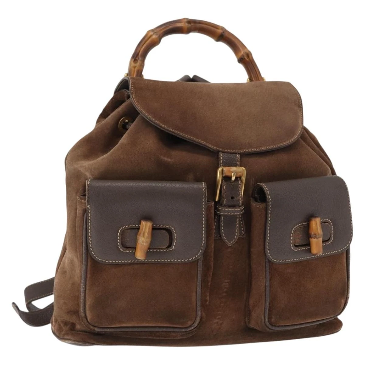 GUCCI Bamboo Backpack Leather Brown Gold 003 1956 0030 Auth 153732 Leather Backpack Bamboo Handle – Front General Store main image 4