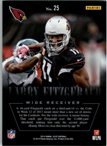 2014 Elite Legends of the Fall Silver #25 Larry Fitzgerald - FB - Picture 2 of 2