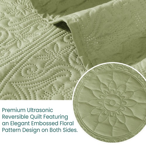 3 Piece Embossed Quilted Bedspread Set Twin Queen King Size Coverlet Bed Throws - Picture 152 of 218