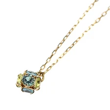 K10YG peridot blue topaz pendant necklace - Auth free shipping from Japan- Auth