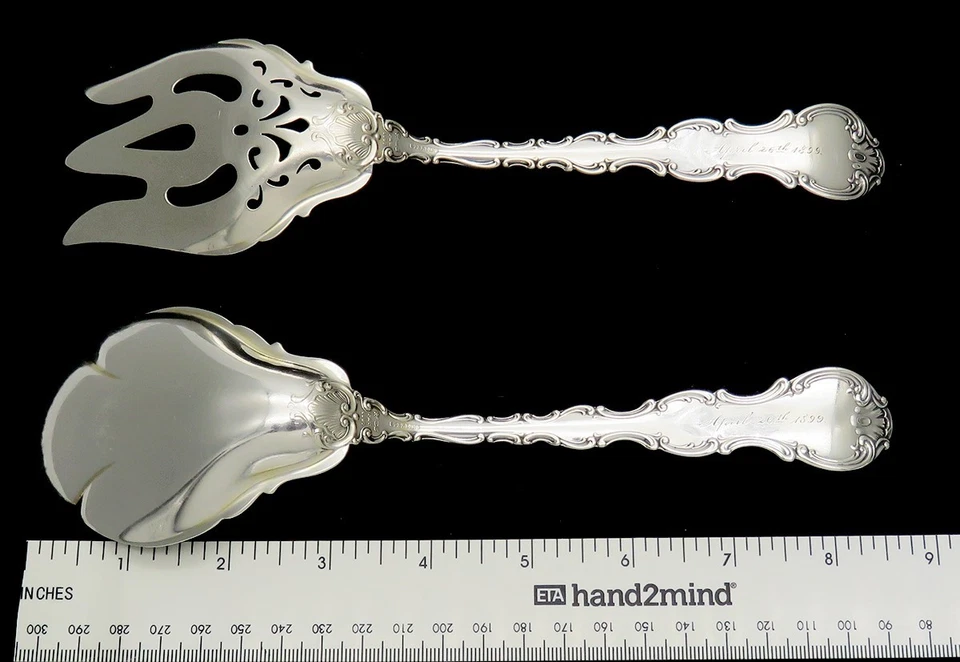 Juego de ensalada o servicio de plata de ley con patrón Gorham Strasbourg fino par Foto 2 de 4