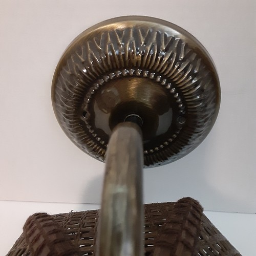 Vintage MCM Boho Wicker Light Fixture Wall Sconce Rattan Tulip Shade - Picture 5 of 11