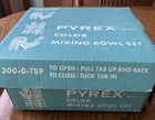 NEW IN BOX Pyrex Amish Butterprint Mixing Bowl Set 401-403 Turquoise Blue White