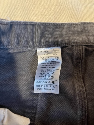 Carhartt B136 GVL Double Knee Pants Sz 34 x 30 Men’s Gray - Picture 3 of 7