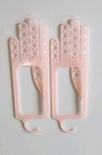 Vintage 1950s Handiform NY Plastic Glove Dryer Pink Pair W/ Washboard Ribs