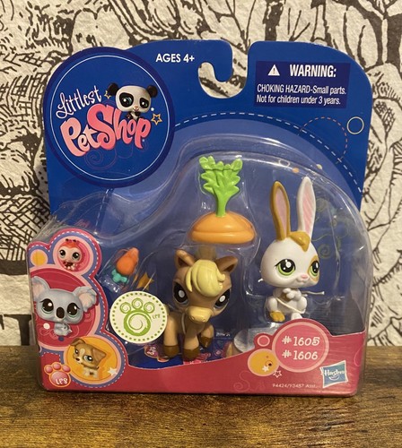 Neu im Paket Littlest Pet Shop #1605 #1606 Pferd Kaninchen