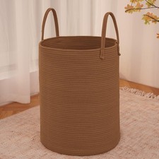 Large Woven Laundry Basket Hamper,60L Cotton Rope Storage Bin for Blankets,Toys