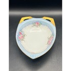 Antique Germany Floral Rose Bowl Trinket Dish Gold Handle Porcelain Decor 5.75"