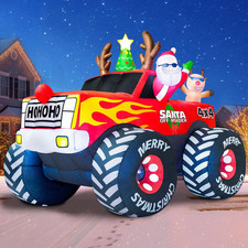 8FT Long Christmas Inflatables Decoration Outdoor Monster Truck with Santa Reind
