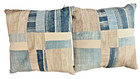 Pottery Barn  set up two Pillows Blue indigo beige 20x20 MCM Denim