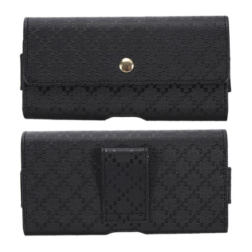 Téléphone Ceinture Support pour Pliable Écran Plaid Cuir Ceinture Pochette Noir - Photo 1 sur 7