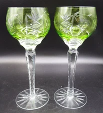 2 Bohemian 8 1/4" Wine Hocks Lime Green