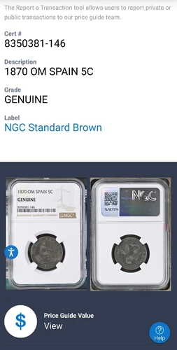 1870 OM Spain 5c X2 NGC