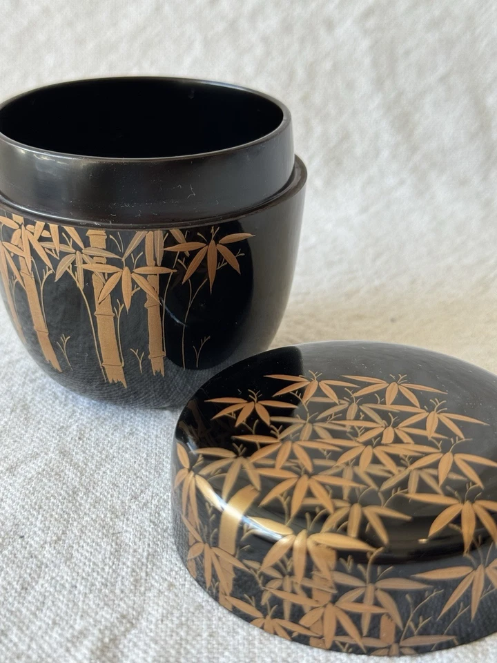 Carrito de bambú vintage japonés de laca a mano Natsume Matcha/ceremonia del té patrón Foto 4 de 4