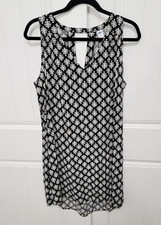 Old Navy Womens Size Large V-Neck Shift Dress Sleeveless Black & White EUC