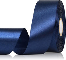Navy Blue Ribbon 1-1/2 Inch 30 Yards Single Face Dark Blue Satin Ribbon for Bouq