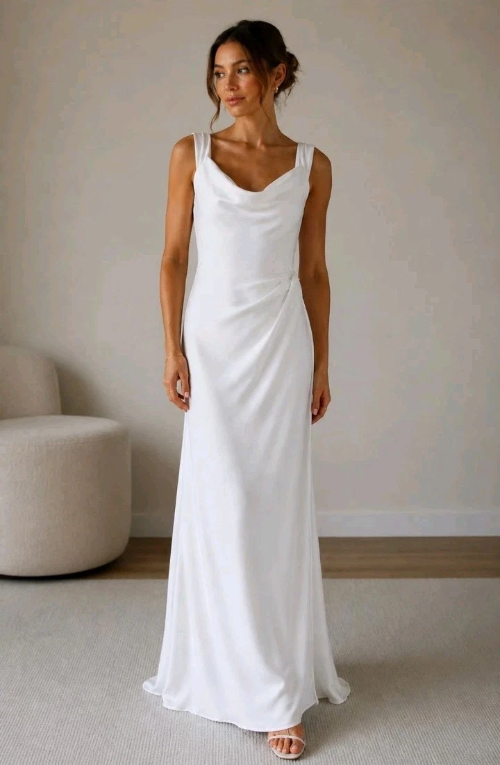 bhldn jenny v-neck cape satin maxi dress BHLDN Jenny V-Neck Cape Satin Maxi Dress