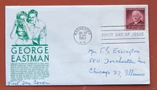 PHOTOGRAPHY PIONEER GEORGE EASTMAN ROLD CAMERA 1954 GREEN ANDERSON CACHET FDC