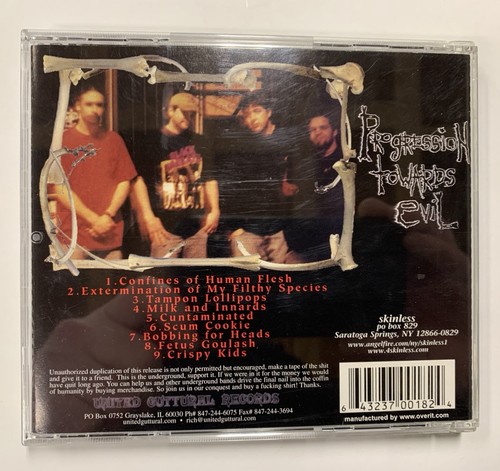 Skinless - Progression Towards Evil CD 1998 United Gutteral Records Release - Picture 2 of 11