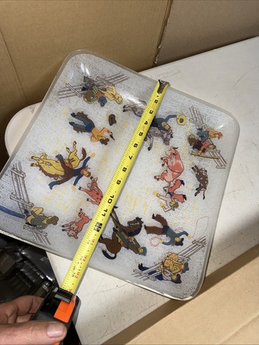 Paralume da soffitto vintage anni 50 cowboy rodeo vetro smerigliato decorazione western bambini 14" mq - Foto 7 di 7