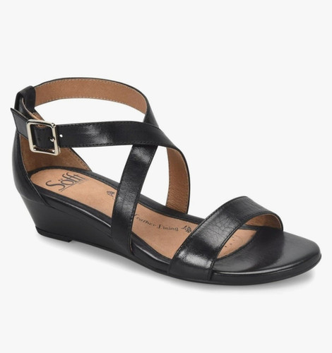 Sandali donna Sofft in pelle con tacco basso e cinturino zeppa, taglia 8W Ret $146