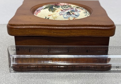 Joyero Madera Tapiz Floral Tapa, Interior Rosa Con Espejo Usado Estado - Imagen 11 de 17