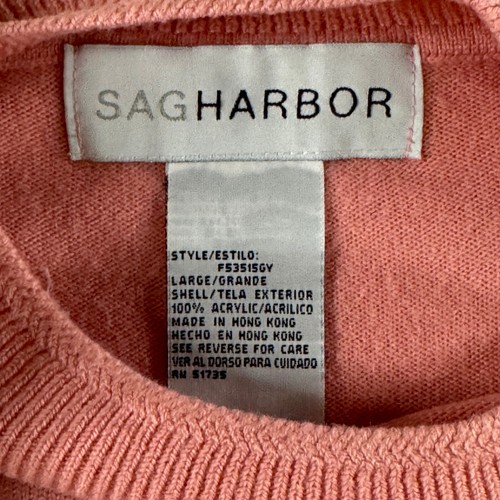 Suéter tejido acrílico rosa Sag Harbor para mujer manga larga cuello redondo - Imagen 3 de 7