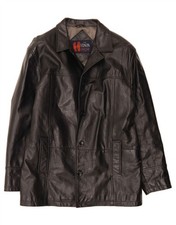 HUDSON Mens Leather Jacket UK 40 Large Black Leather GR01