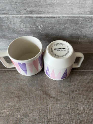 Starbucks Valentine's DayHearts 2016 Ceramic Coffee Tea Mug Cup 12 Fl Oz (2pcs) - Picture 2 of 5