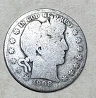 1908 New Orleans Mint Barber Half Dollar - 90% Silver - G4/G6