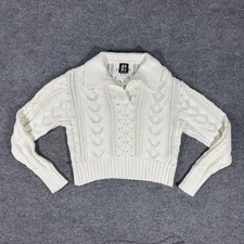 Alp N Rock Sweater Womens Small White Knit Karin Collared Pullover Cotton