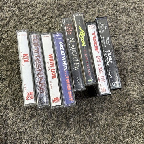 80s hair metal 8 cassette tape lot heavy rock Poison Great White snake Lion Ratt - Picture 2 of 4