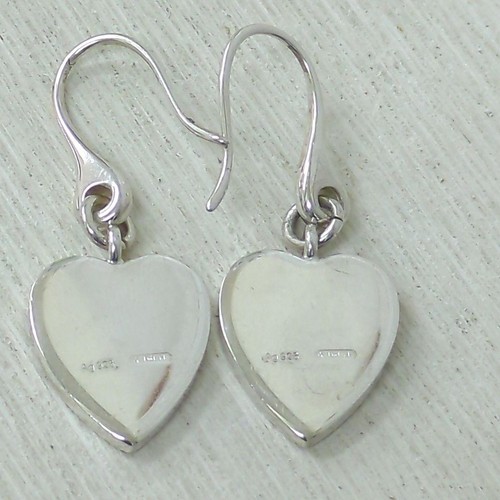 Gucci Silver 925 Heart Earrings Swing Hook Type Logo Engraved Accessories Used - Picture 11 of 11