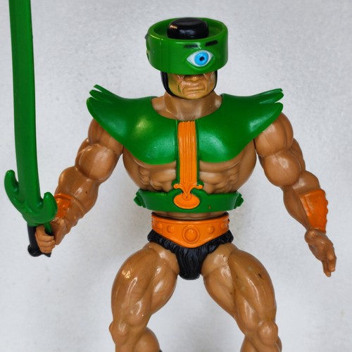 Figurina vintage Mattel He Man MOTU Tri Klops completa di anello 1981 Malesia - Foto 11 di 13