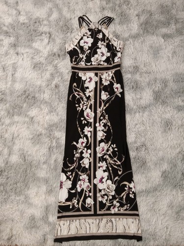 White House Black Market Small Floral Maxi Neckholder Kleid Empire Elegant Whbm - Bild 2 von 15