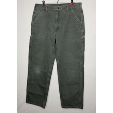 Carhartt Flannel Lined Carpenter Moss Work Pa...