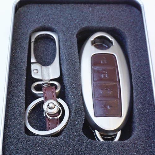 Alloy for Nissan Sentra Altima 4 Buttons Leather Smart Remote Case Cover Key Fob - Picture 5 of 5