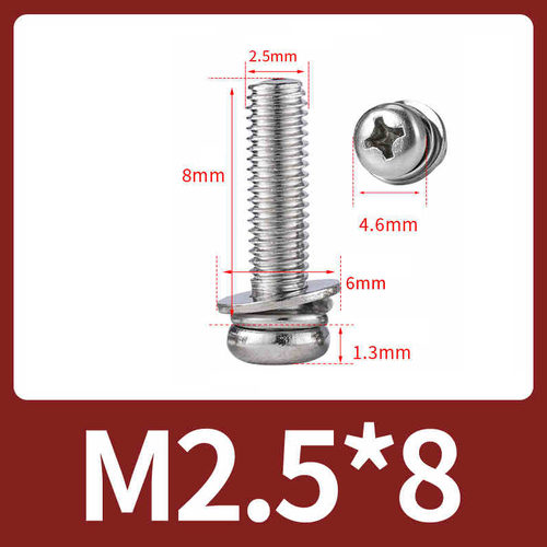 304 Phillips Pan Head Machine Screws With Washer Round Head Bolts Set M2-M4 - Picture 15 of 56