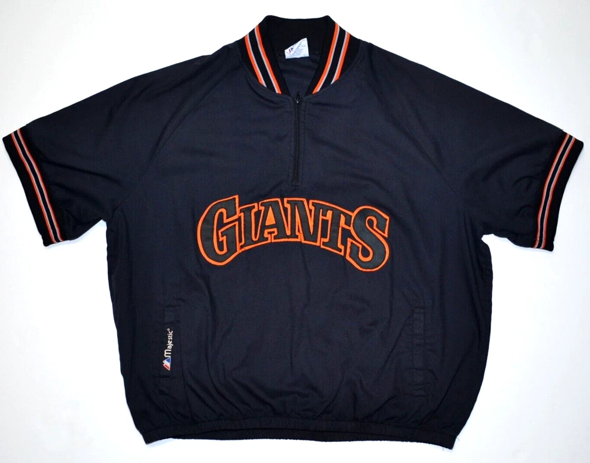 VINTAGE 90s SAN FRANCISCO GIANTS MAJESTIC BATTING PRACTICE 1/2 ZIP TOP XL  BOXY