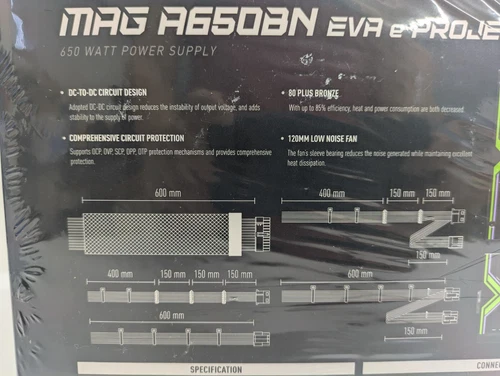 MSI x Evangelion e:PROJECT MAG A650BN EVA ATX Power Supply Unit PSU Color 650w - Picture 19 of 24