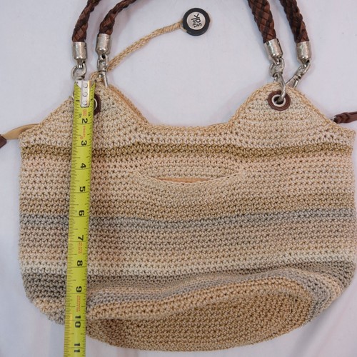 The Sak Crochet Indio Satchel Shoulder Bag Purse Handbag Sand Stripe - Picture 5 of 6
