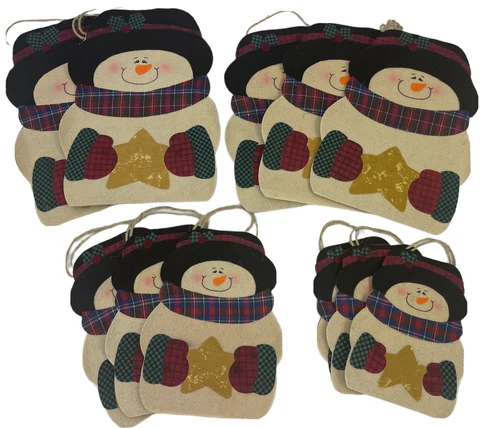  Snowman Gift Bags w Rope Handles Multi Size 3-D  (Pack of 11) Christmas Holiday