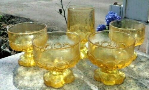 Tiffin Franciscan Maderia Cornsilk Goblet Amber Glass Sherbert Vtg Yellow Lot 5 - Picture 21 of 24