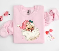 Pink Santa Retro Christmas T-Shirts Sweatshirts for Women Pink Christmas