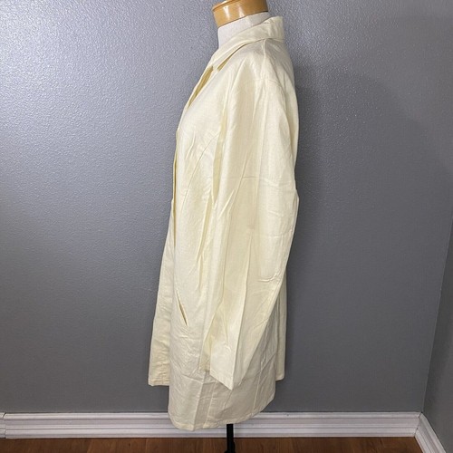 Denim & Co Jacket Women’s Size Medium Linen Blend Yellow Collar Buttons Ladies - Picture 4 of 10