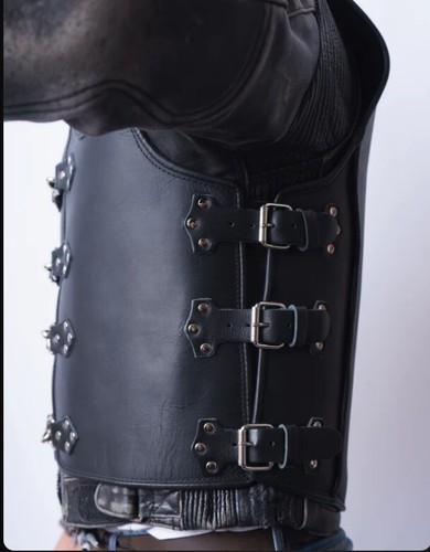 SVAROG 4-7 MM THICK BUFFALO LEATHER BIKER Australian Clubstyle VEST CUT - Picture 9 of 12